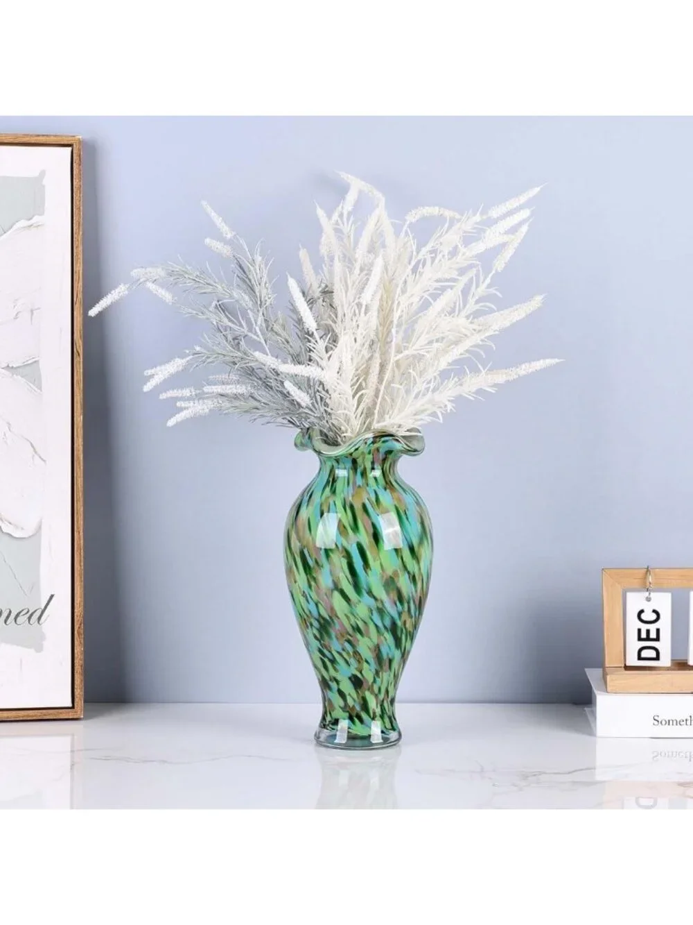 Colorful Hand Blown Glass Vase - 12.2